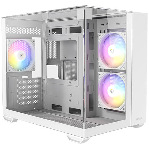 Zweites Bild vonAntec CX600M Trio ARGB White, Mini Tower, PC, Transparent, Weiß, ITX, Micro-ITX, Glas, Stahl, Gehärtetes Glas, Gaming