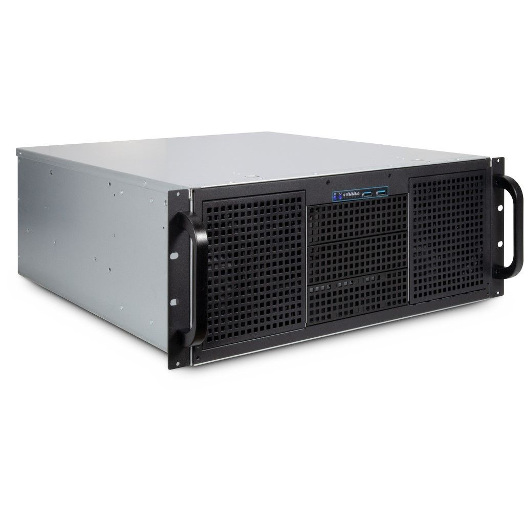 Inter-Tech 4U 40248, Rack, Server, Schwarz, Grau, ATX, micro ATX, Mini-ITX, SSI CEB, Stahl, Alarm, HDD, Netzwerk, Leistung