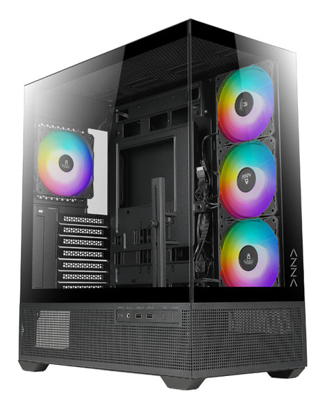 AZZA Tiara, Midi Tower, PC, Schwarz, ATX, ITX, micro ATX, Stahl, Gehärtetes Glas, 17 cm