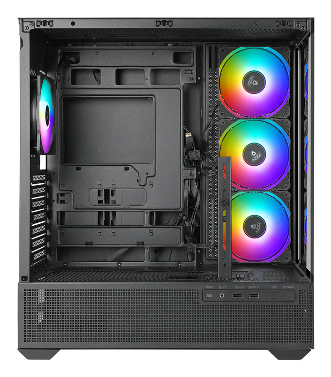 Zweites Bild vonAZZA Tiara, Midi Tower, PC, Schwarz, ATX, ITX, micro ATX, Stahl, Gehärtetes Glas, 17 cm