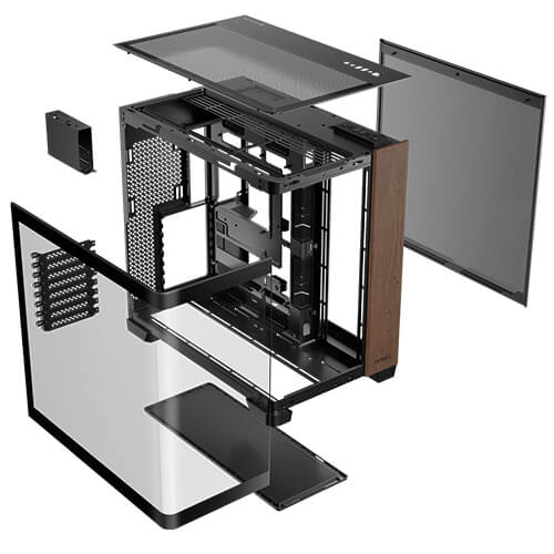Zweites Bild vonAntec C8 Curve Wood, Full Tower, PC, Schwarz, Transparent, Holz, ATX, ITX, Glas, Kunststoff, Stahl, Holz, 17,5 cm