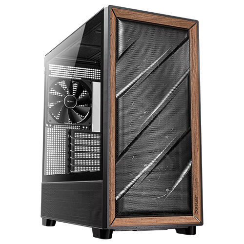 Antec 0-761345-10133-2, Midi Tower, PC, Schwarz, Holz, ATX, ITX, micro ATX, Kunststoff, Stahl, Holz, 18 cm