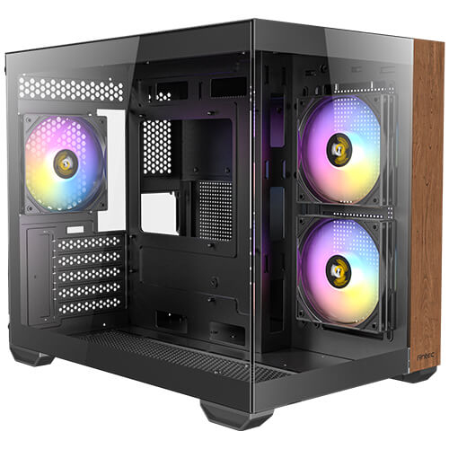 Antec CX600M, Midi Tower, PC, Schwarz, Holz, ITX, micro ATX, Glas, Stahl, Holz, Gaming