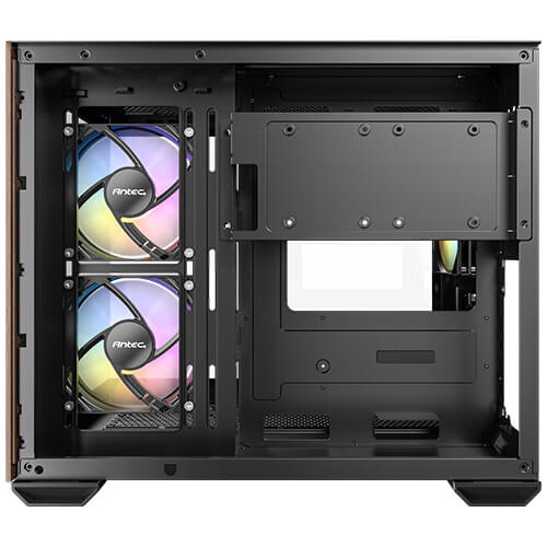Zweites Bild vonAntec CX600M, Midi Tower, PC, Schwarz, Holz, ITX, micro ATX, Glas, Stahl, Holz, Gaming