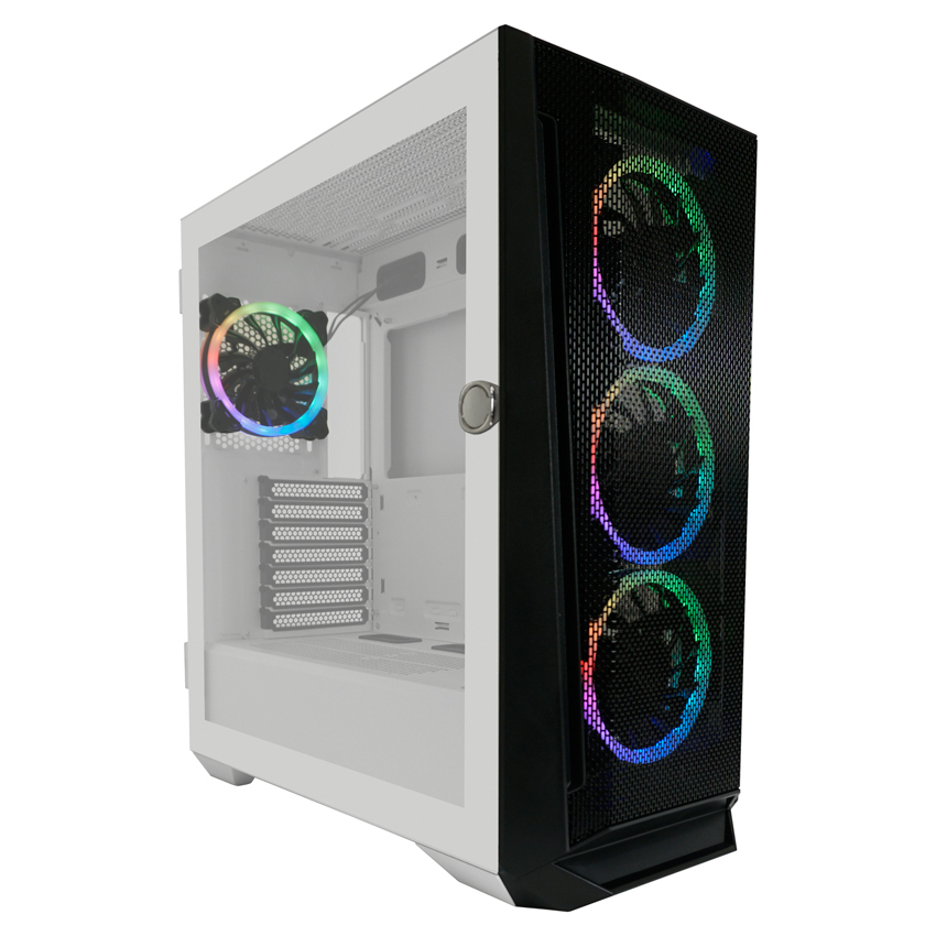 Zweites Bild vonLC-Power Holo-1_X, Midi Tower, PC, Weiß, ATX, micro ATX, Mini-ITX, EATX, Metall, Kunststoff, 16,5 cm