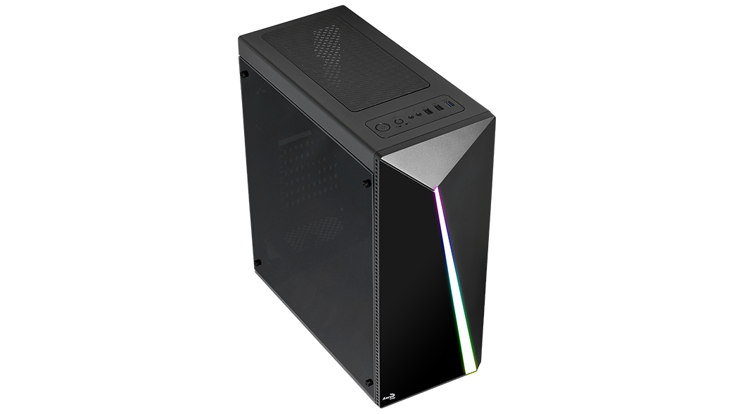 AEROCOOL ADVANCED TECHNOLOGIES Aerocool Shard, Midi Tower, PC, Schwarz, ATX, micro ATX, Mini-ATX, Acrylnitril-Butadien-Styrol (ABS), SPCC, Blau, Grün, Rot