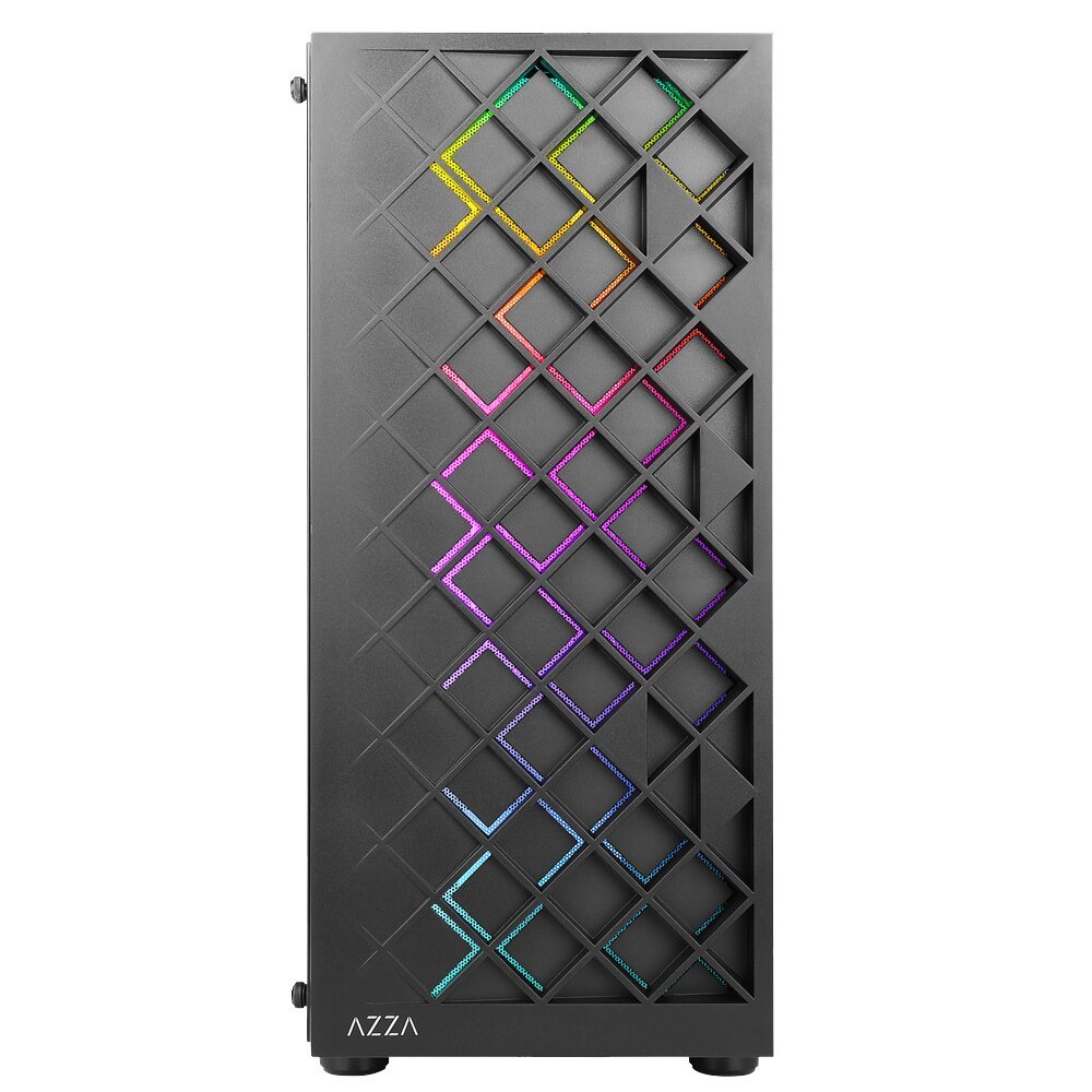 Zweites Bild vonAZZA Spectra, Midi Tower, PC, Schwarz, ATX, ITX, micro ATX, Gummi, Stahl, Gehärtetes Glas, Blau, Grün, Rot