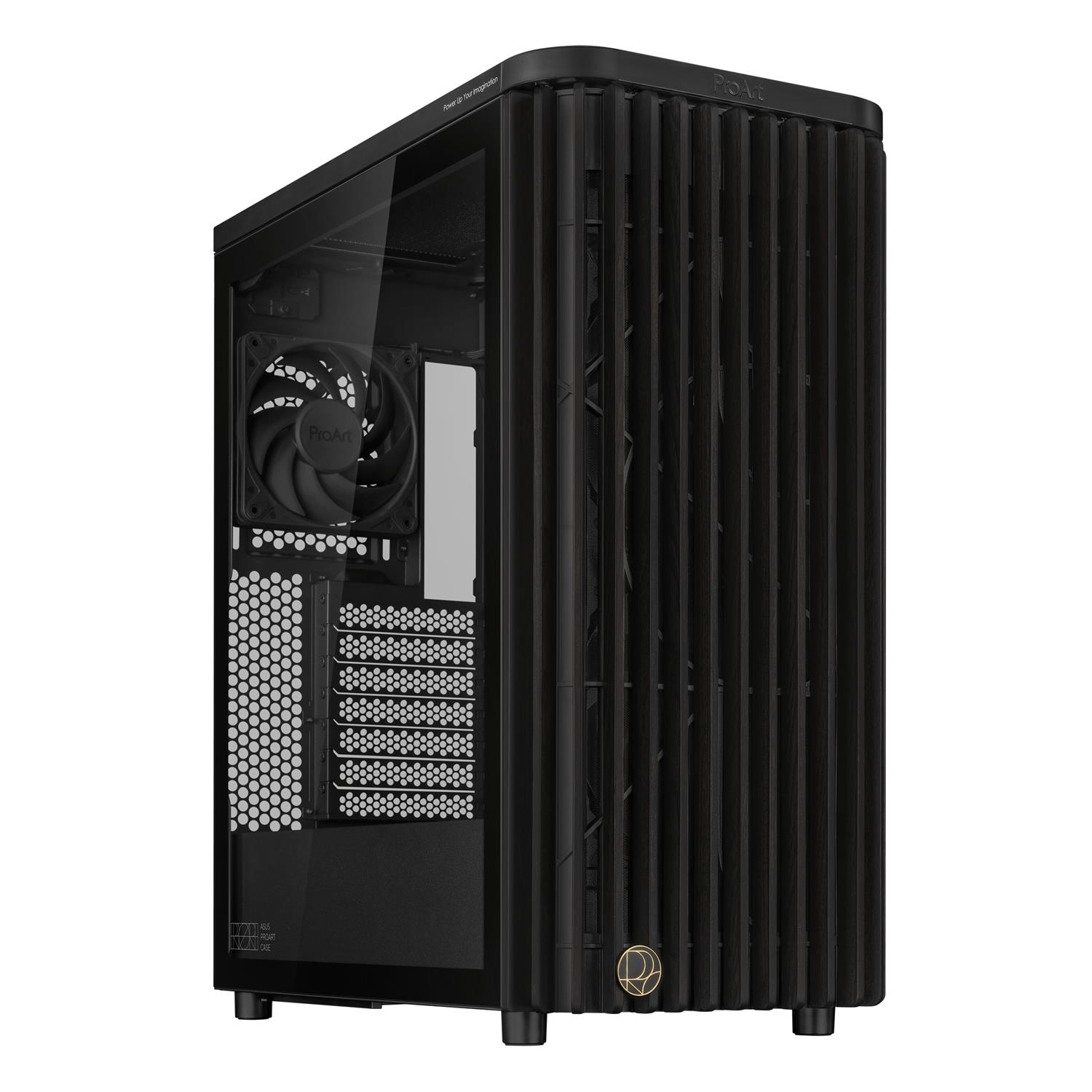 ASUS ProArt PA401 Wood TG PWM (Black), Tower, PC, Schwarz, ATX, Gehärtetes Glas, 16 cm