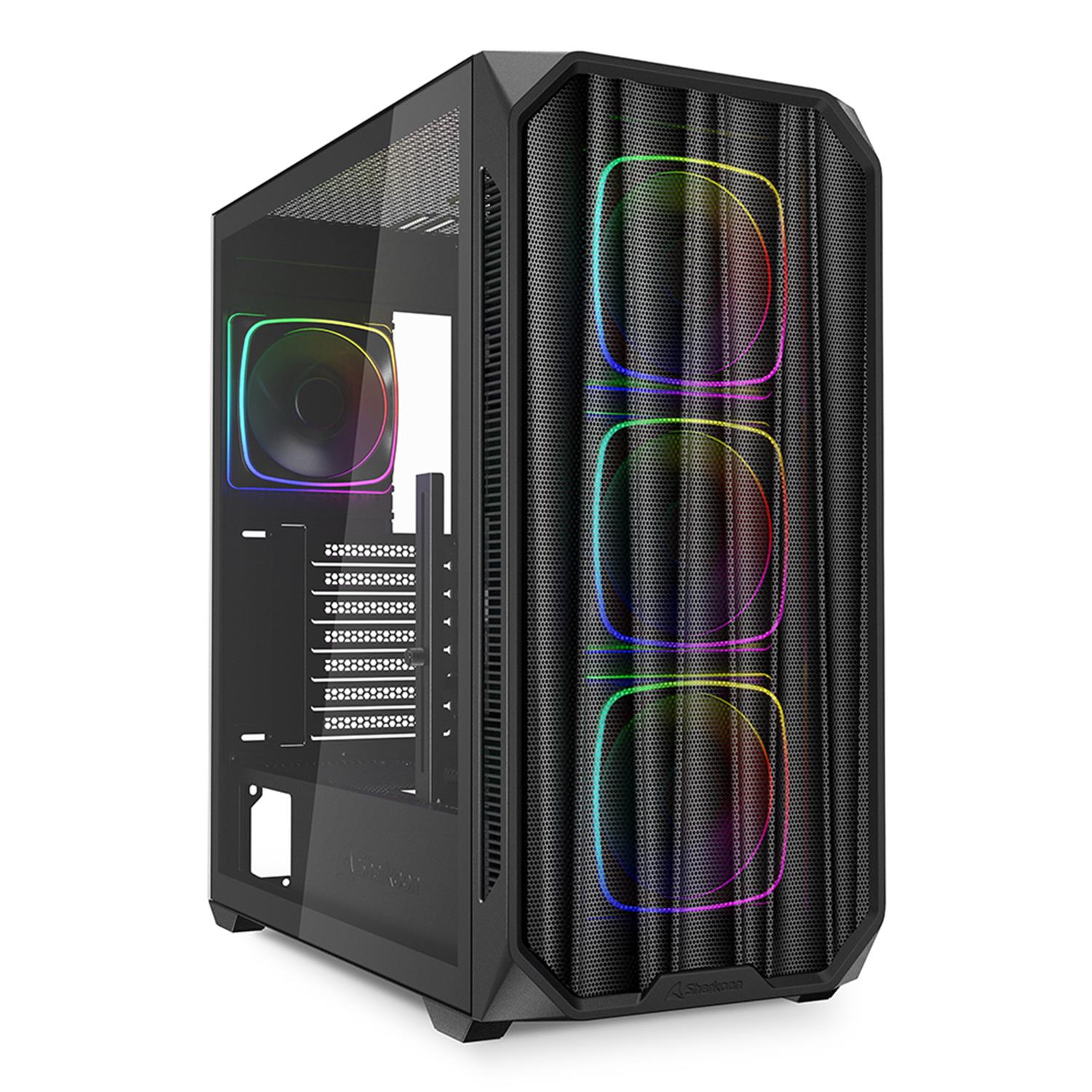 Sharkoon AK5M RGB, Midi Tower, PC, Schwarz, ATX, micro ATX, Mini-ITX, Multi, Taschenlüfter