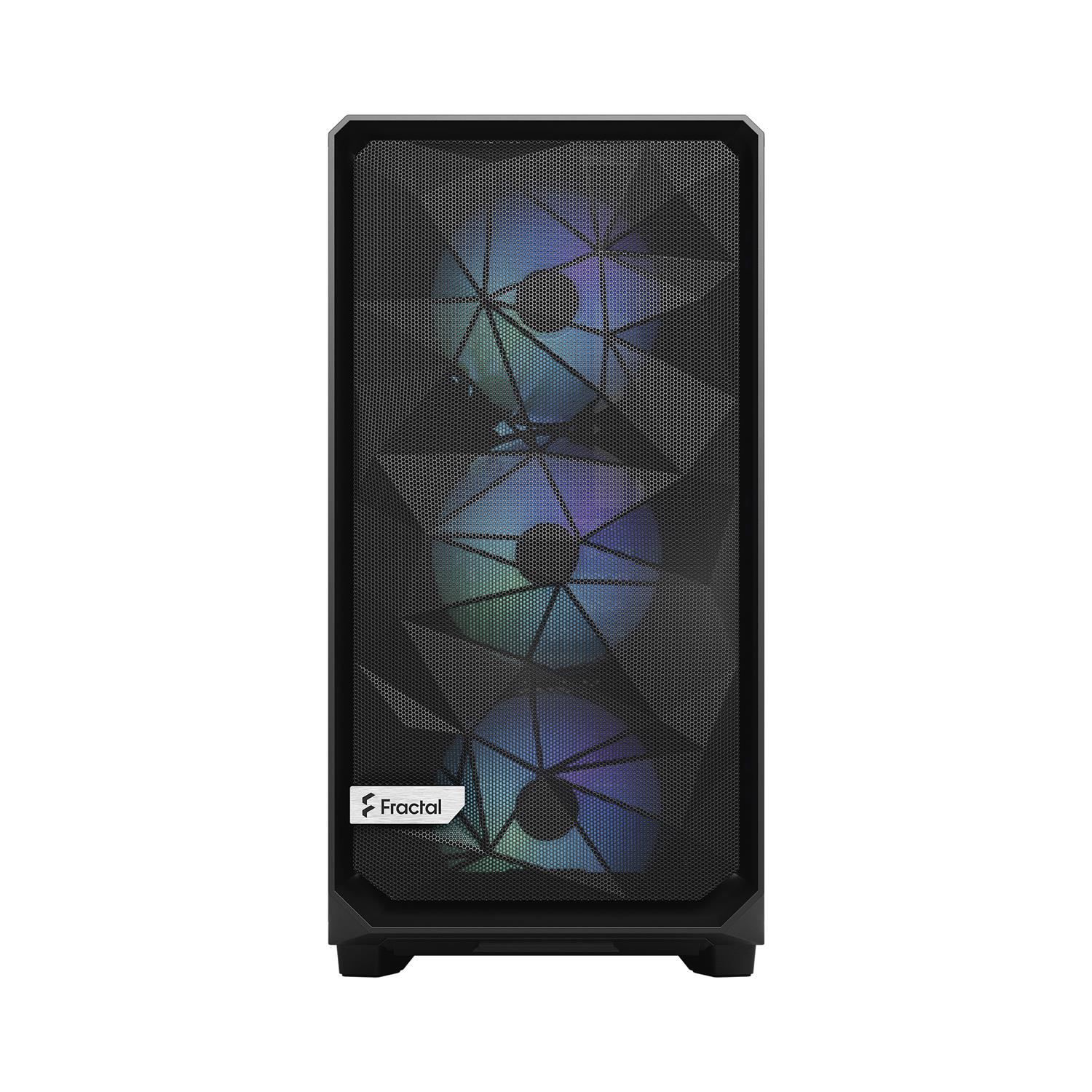 Zweites Bild vonFractal Design Meshify 2 RGB, PC, Schwarz, ATX, EATX, micro ATX, Mini-ITX, Stahl, Gehärtetes Glas, Multi, Taschenlüfter