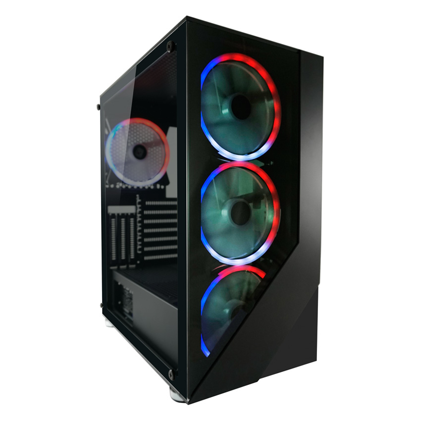 Zweites Bild vonLC-Power Gaming 803B, Midi Tower, PC, Schwarz, ATX, micro ATX, Mini-ITX, Metall, Gehärtetes Glas, Kunststoff, Gaming