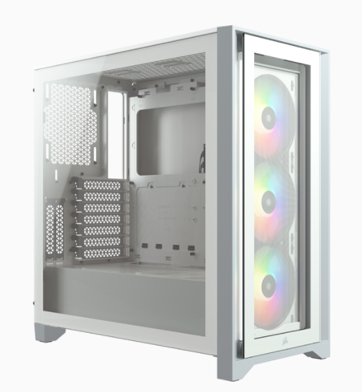 Corsair iCUE 4000X RGB, Midi Tower, PC, Weiß, ATX, EATX, micro ATX, Mini-ITX, Kunststoff, Stahl, Gehärtetes Glas, Gaming