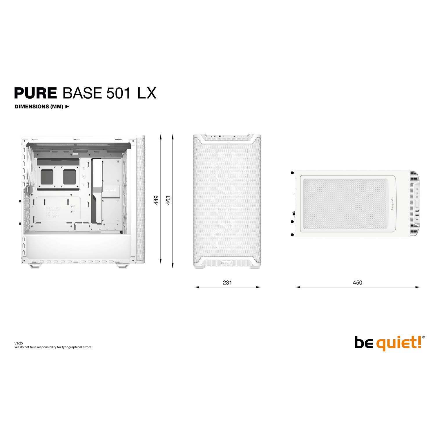 Zweites Bild vonBe Quiet! Pure Base 501 LX White, Midi Tower, PC, Weiß, ATX, micro ATX, Mini-ATX, Acrylnitril-Butadien-Styrol (ABS), Glas, Stahl, Multi