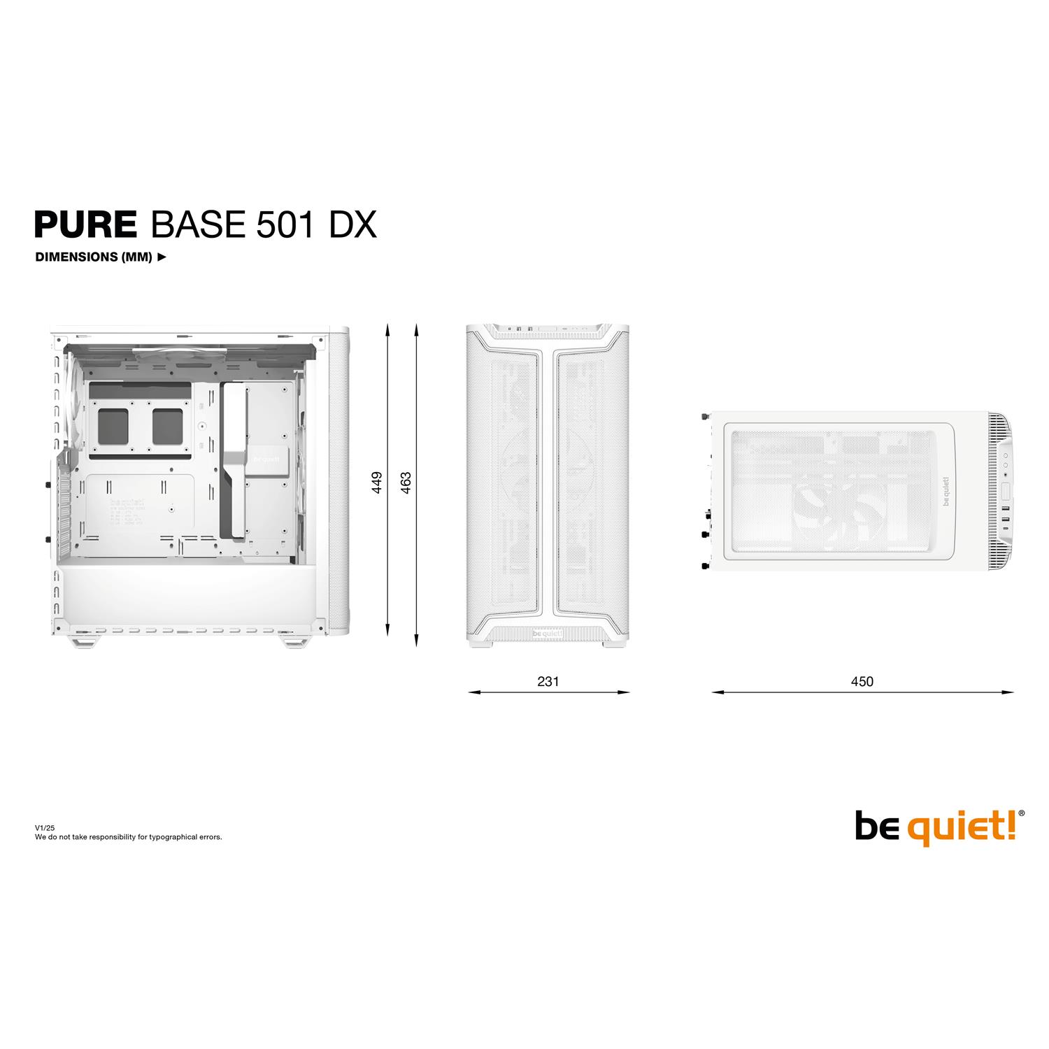 Zweites Bild vonBe Quiet! Pure Base 501 DX White, Midi Tower, PC, Weiß, ATX, micro ATX, Mini-ATX, Acrylnitril-Butadien-Styrol (ABS), Glas, Stahl, Multi