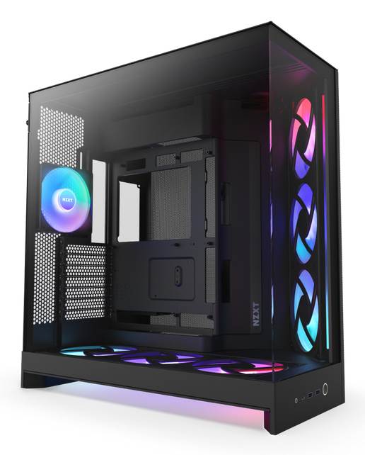 NZXT H9 Flow RGB+, Midi Tower, PC, Schwarz, ATX, EATX, micro ATX, Mini-ITX, Netz, SGCC, Gehärtetes Glas, Gaming