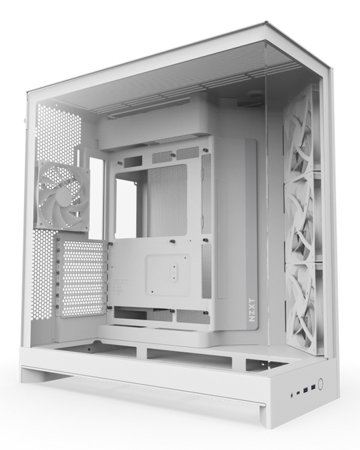 NZXT H9 Flow, Midi Tower, PC, Weiß, ATX, EATX, micro ATX, Mini-ITX, Netz, SGCC, Gehärtetes Glas, Gaming