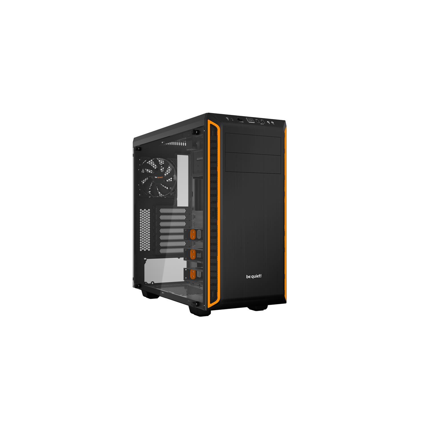 Be Quiet! Pure Base 600 Window, Midi Tower, PC, Schwarz, Orange, ATX, micro ATX, Mini-ITX, ABS Synthetik, Kunststoff, Stahl, Gehärtetes Glas, Gaming