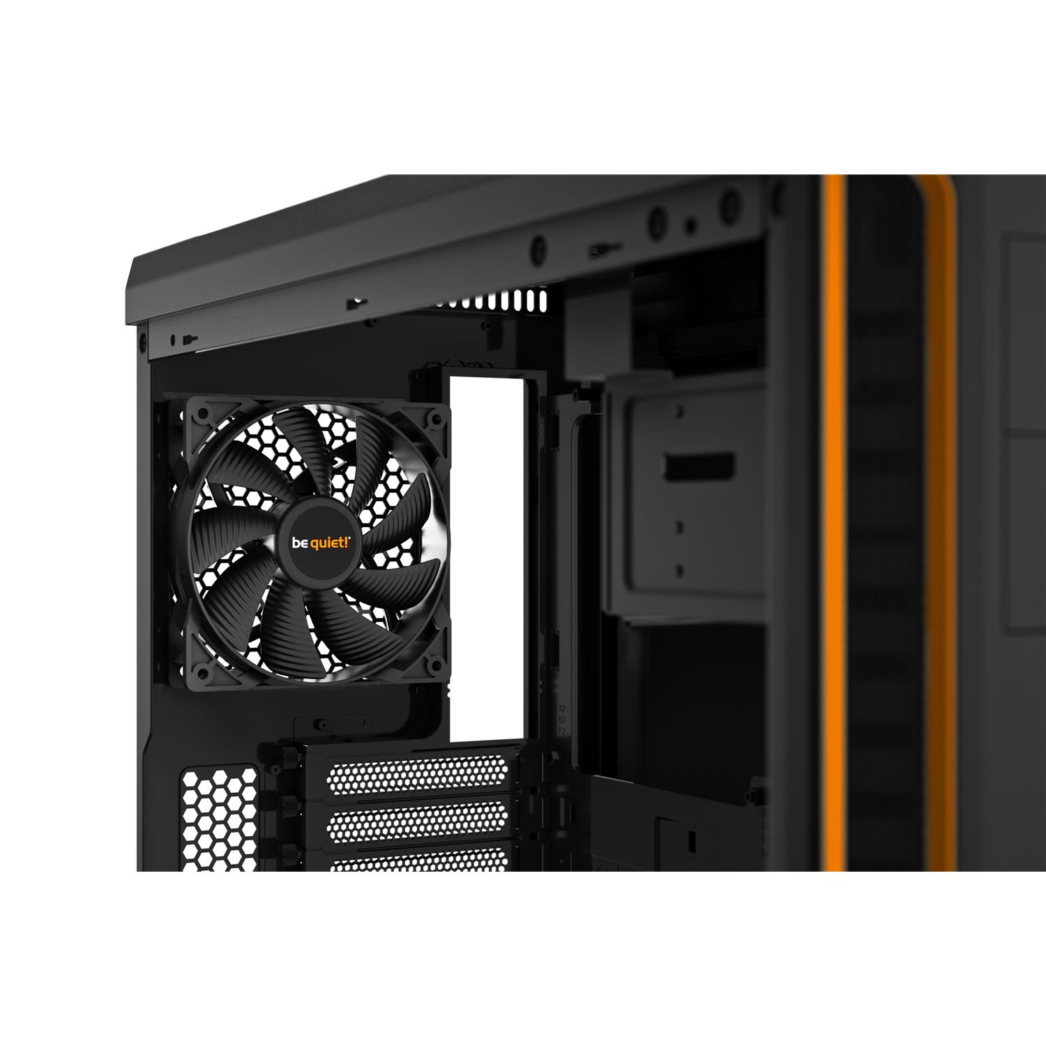 Zweites Bild vonBe Quiet! Pure Base 600 Window, Midi Tower, PC, Schwarz, Orange, ATX, micro ATX, Mini-ITX, ABS Synthetik, Kunststoff, Stahl, Gehärtetes Glas, Gaming