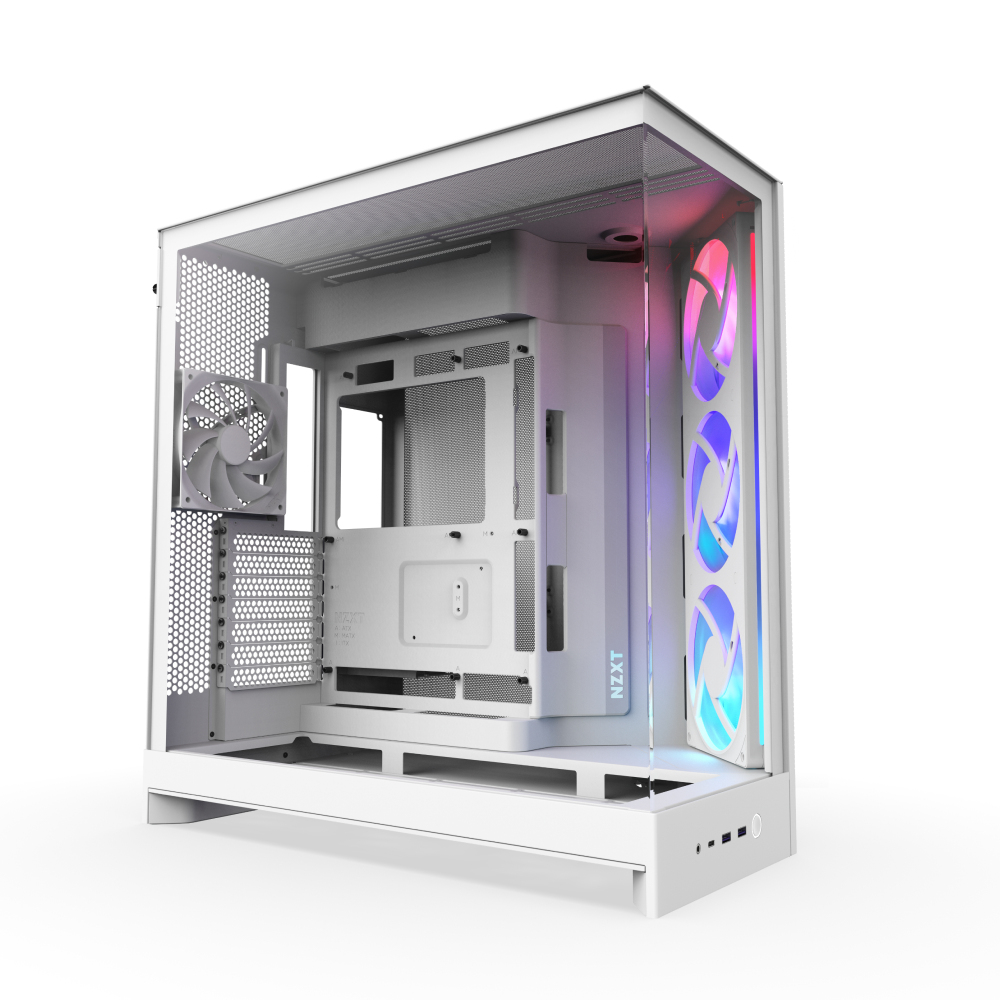 NZXT H9 Flow RGB, Midi Tower, PC, Weiß, ATX, EATX, micro ATX, Mini-ITX, Netz, SGCC, Gehärtetes Glas, 16,5 cm