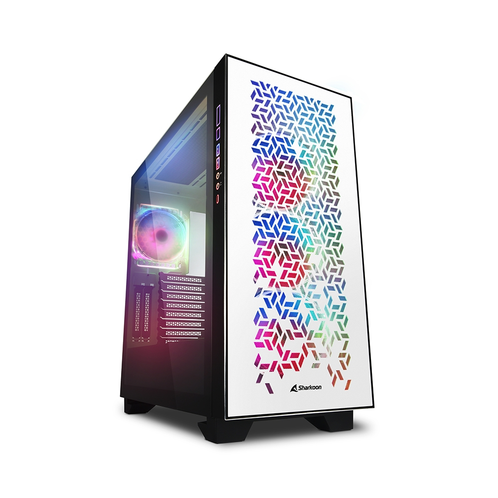 Sharkoon ELITE SHARK CA300H, Tower, PC, Weiß, ATX, EATX, micro ATX, Mini-ITX, Metall, Gehärtetes Glas, Gaming