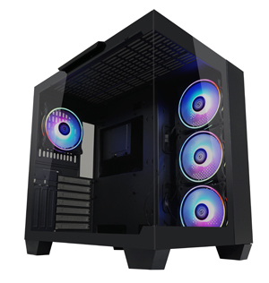 LC-Power 809B, Midi Tower, PC, Schwarz, ATX, EATX, micro ATX, Mini-ITX, Metall, Kunststoff, Gehärtetes Glas, Gaming