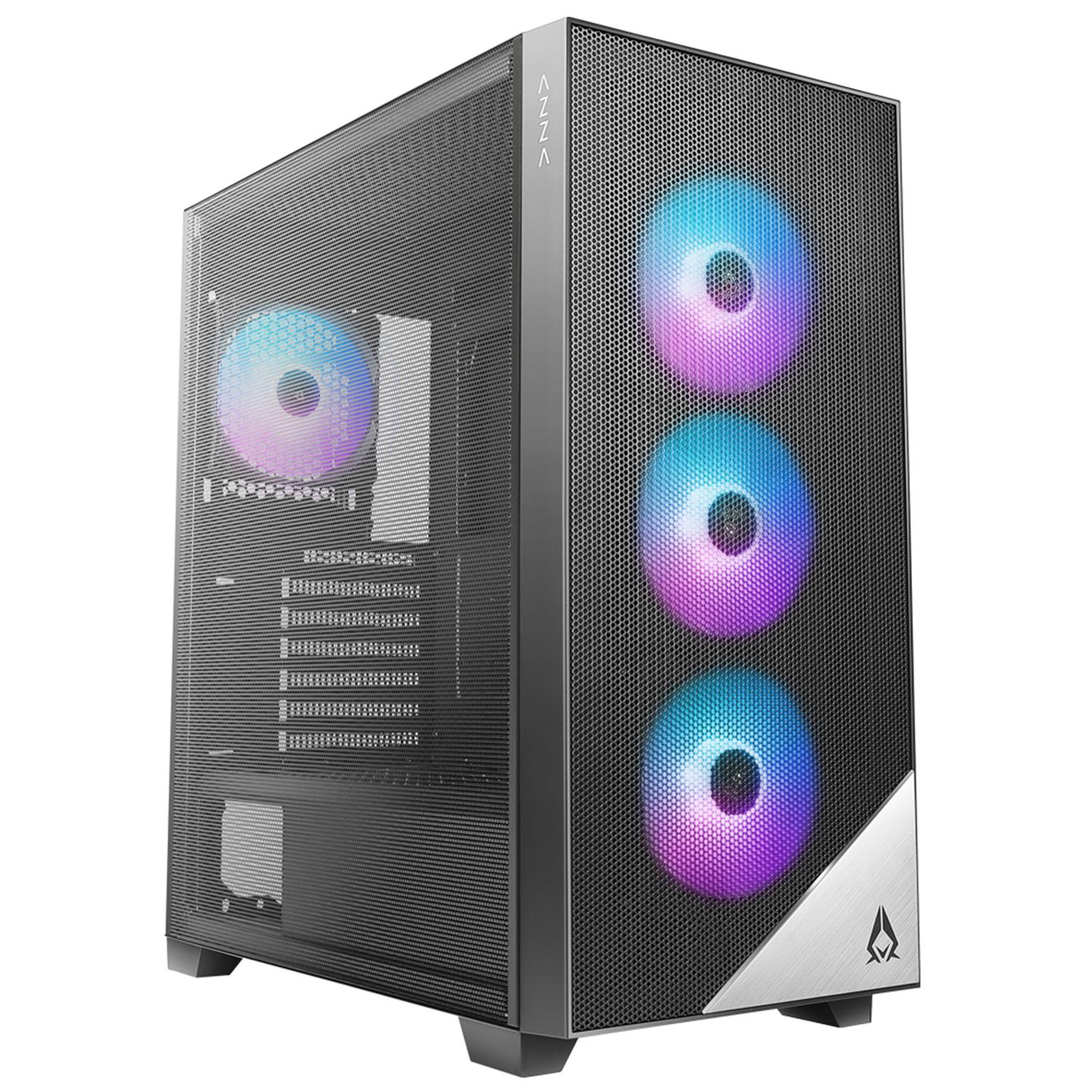 Zweites Bild vonAZZA CSAZ-480, Midi Tower, PC, Schwarz, ATX, EATX, ITX, micro ATX, Eisen, Stahl, Multi