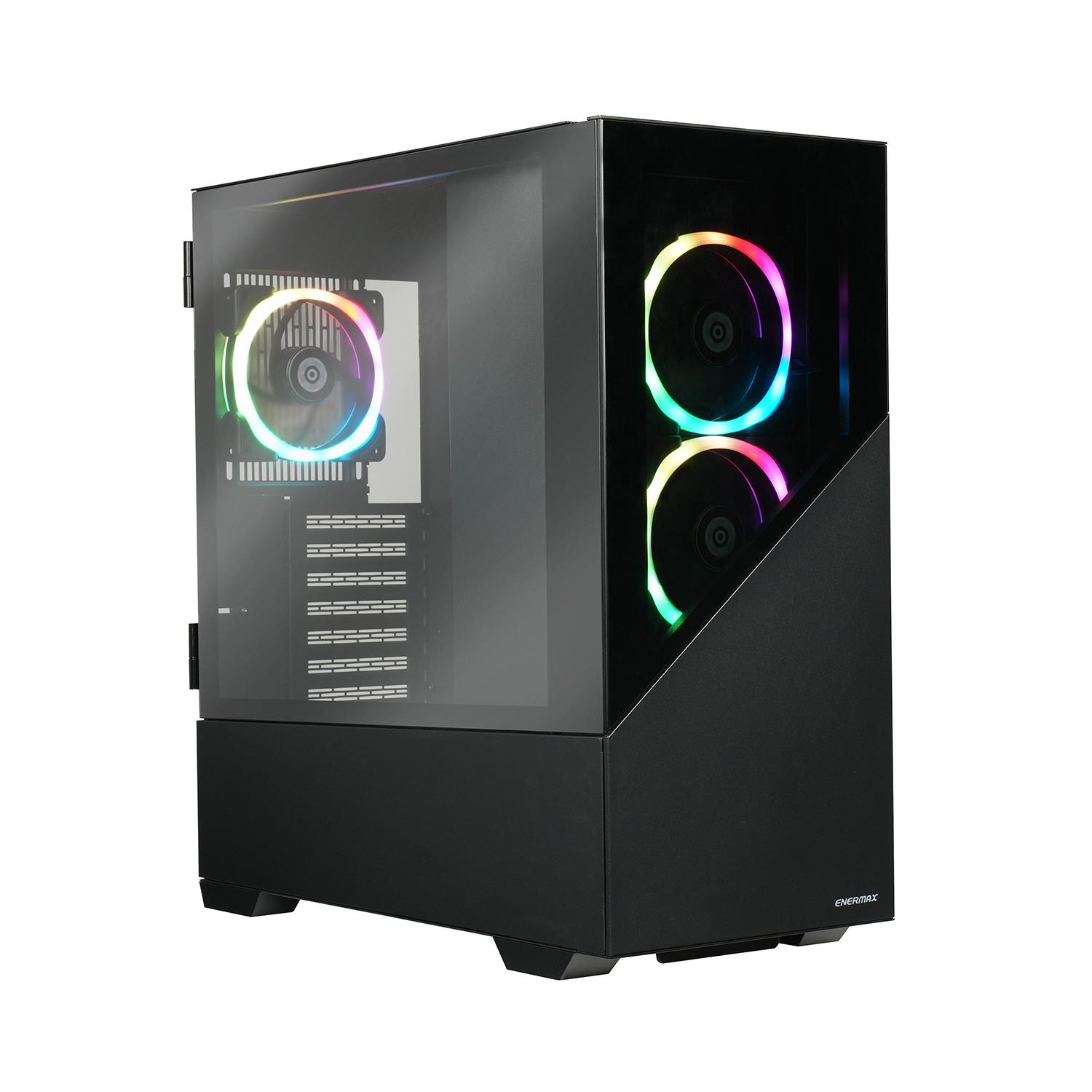 Enermax K8, Midi Tower, PC, Schwarz, ATX, micro ATX, Mini-ITX, SPCC, Gehärtetes Glas, Gaming