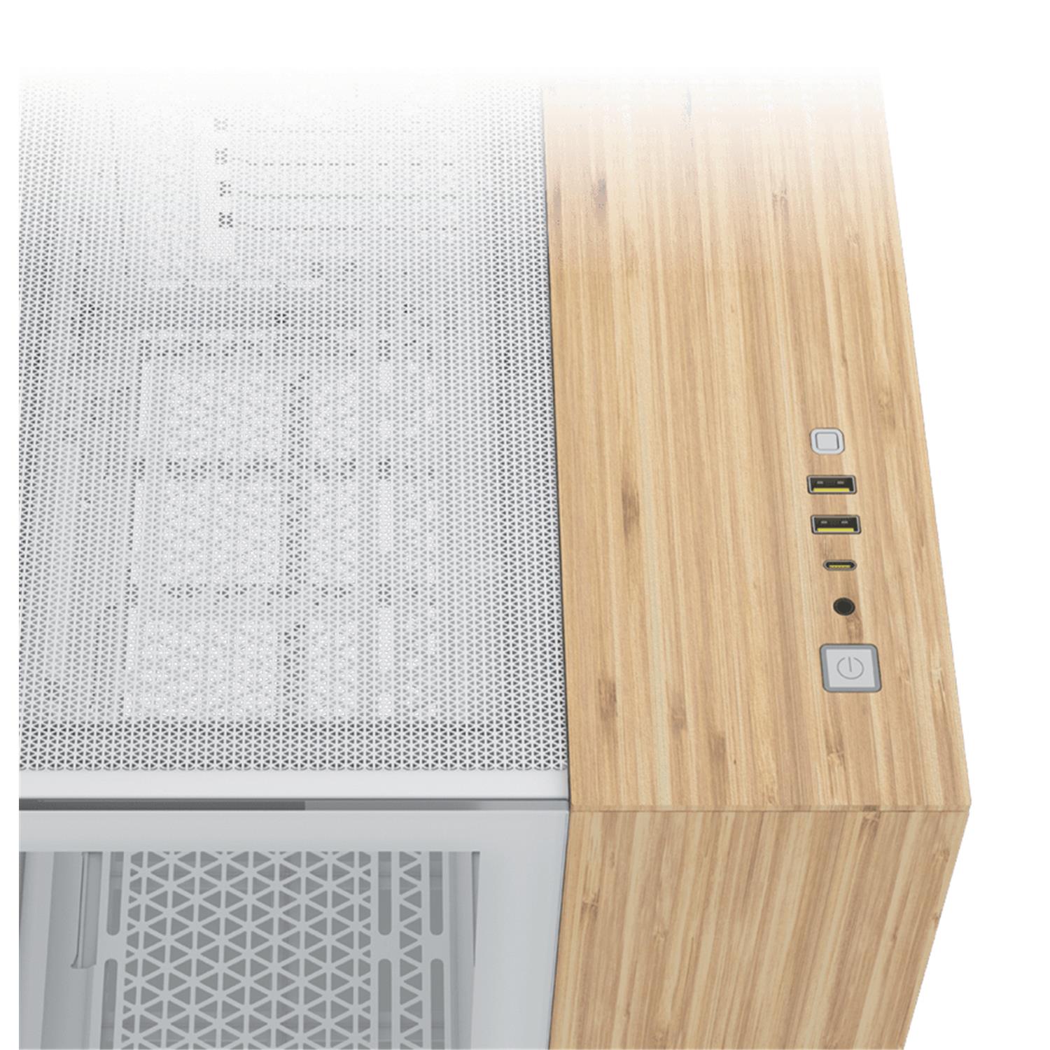 Zweites Bild vonCorsair CC-9011288-WW, Midi Tower, PC, Bambus, Weiß, ATX, Stahl, Gehärtetes Glas, Gaming