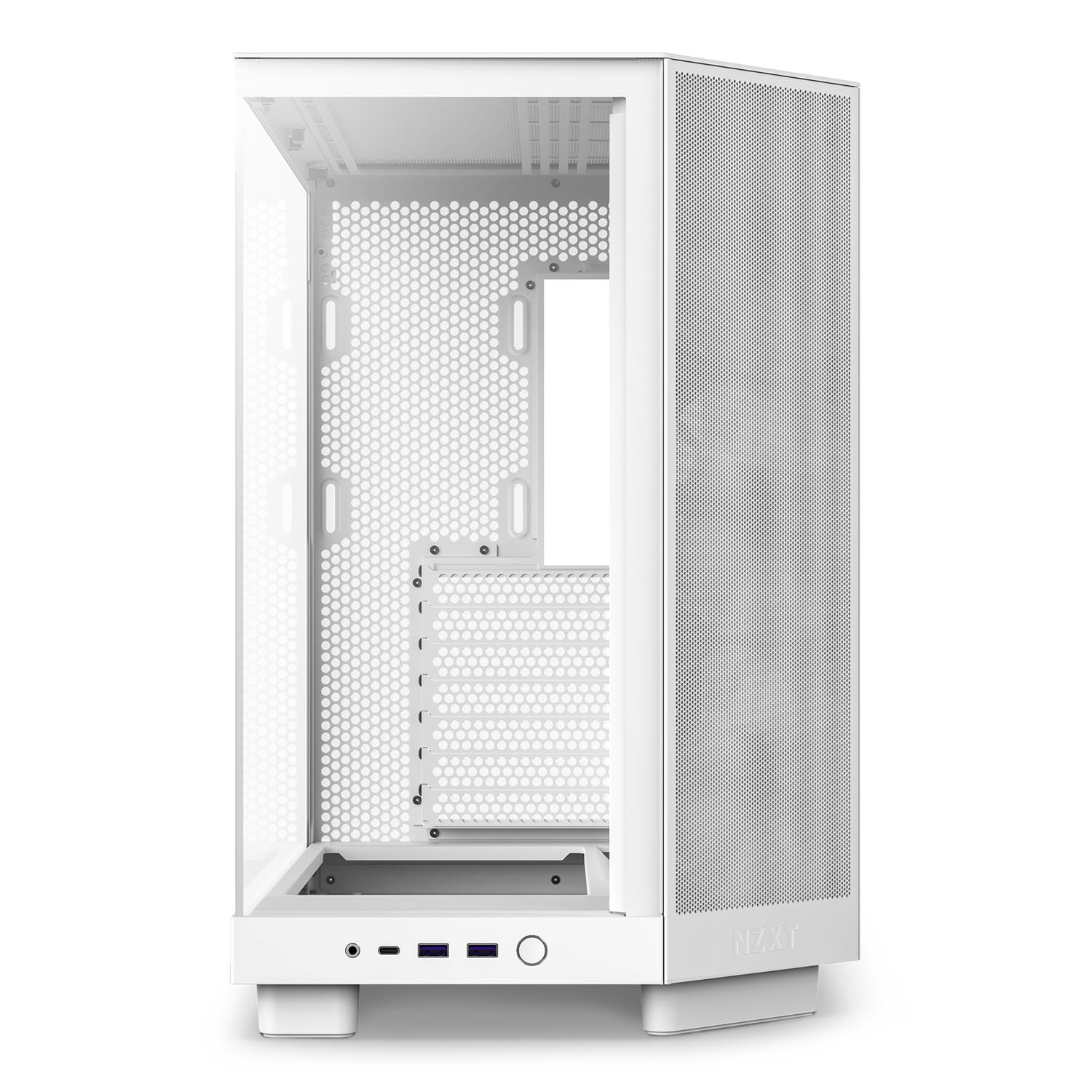 NZXT H6 Flow RGB, Midi Tower, PC, Weiß, ATX, micro ATX, Mini-ITX, Stahl, Gehärtetes Glas, Blau, Grün, Rot