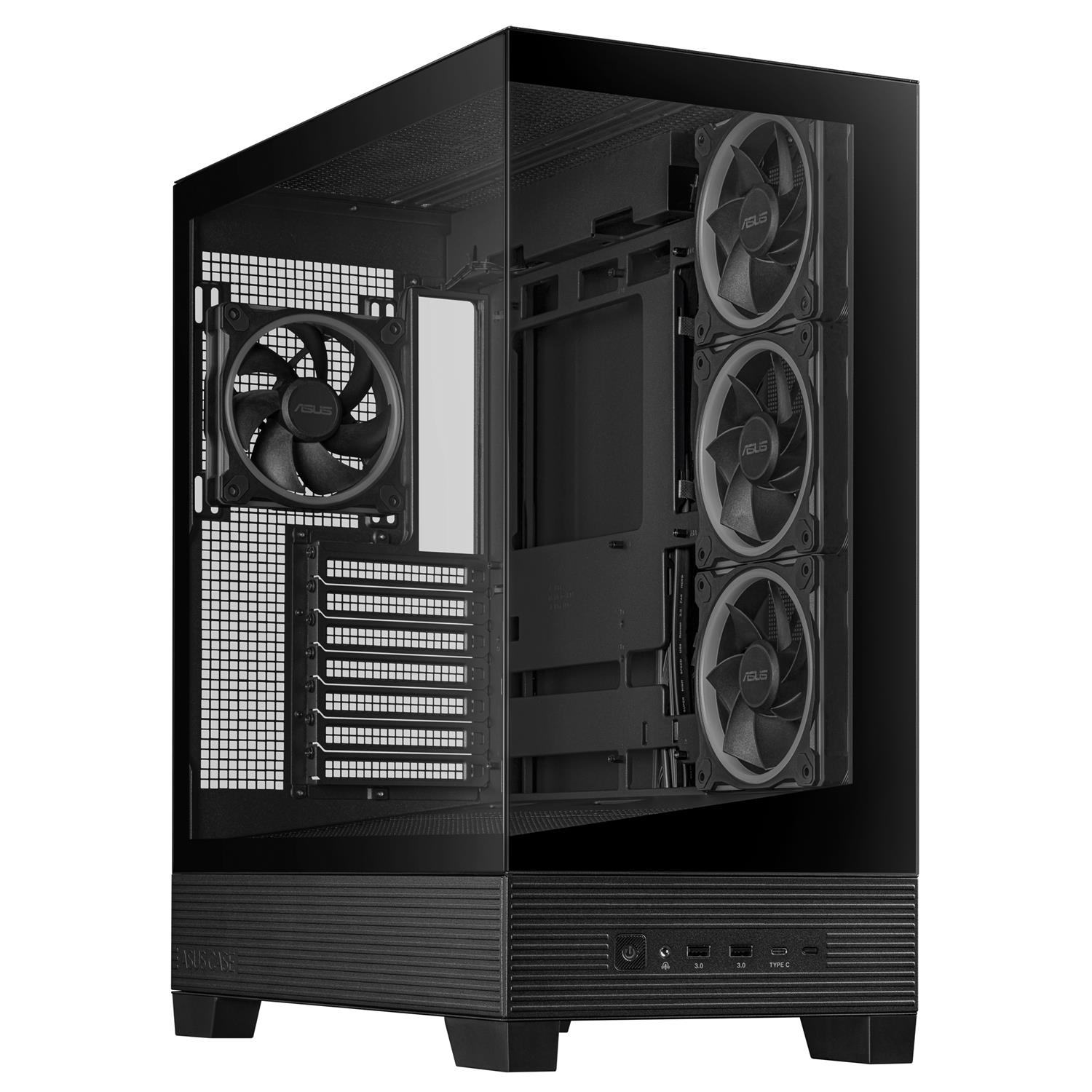 ASUS A31 Plus TG ARGB BLACK, Midi Tower, PC, Schwarz, ATX, micro ATX, Mini-ITX, Multi, 16,5 cm