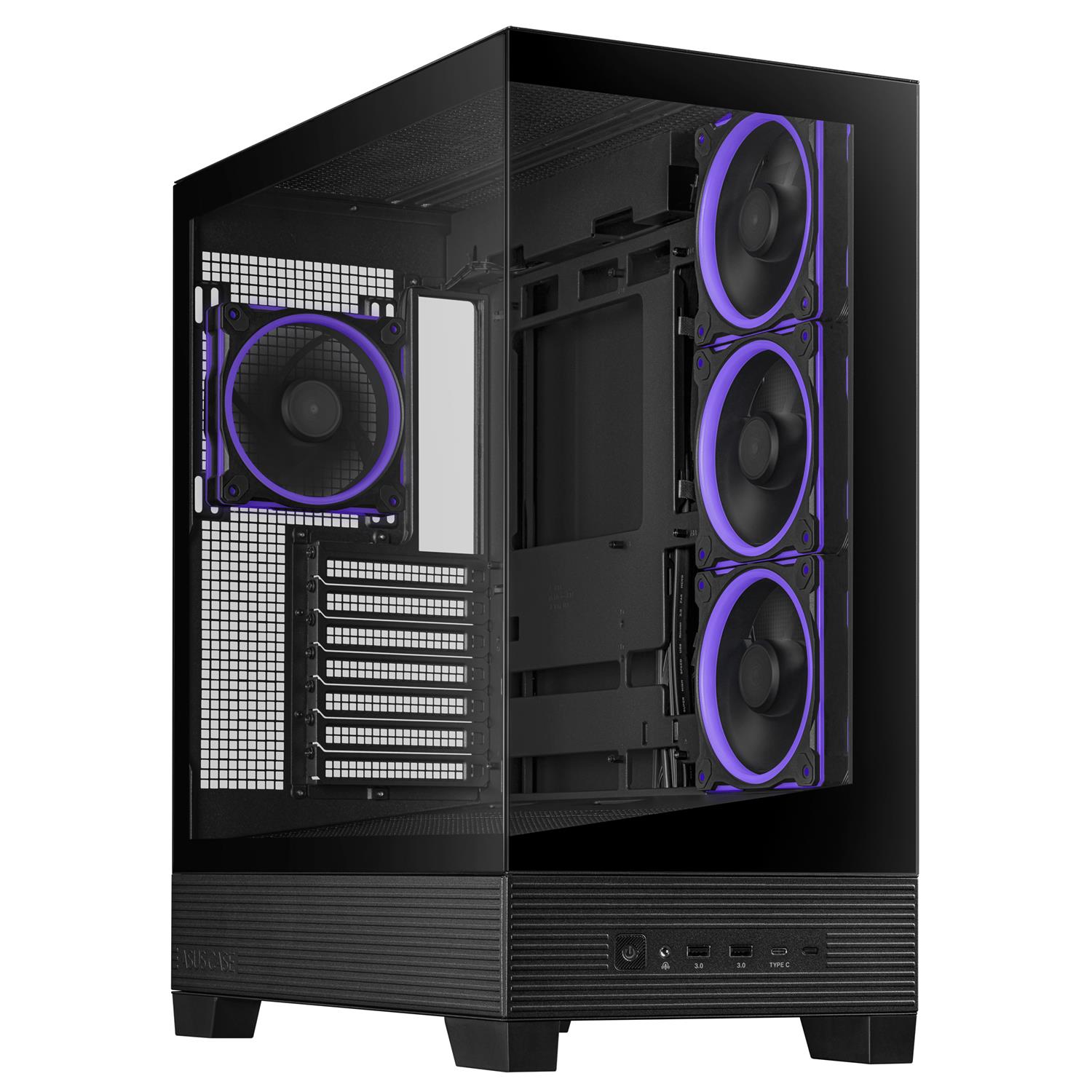 Zweites Bild vonASUS A31 Plus TG ARGB BLACK, Midi Tower, PC, Schwarz, ATX, micro ATX, Mini-ITX, Multi, 16,5 cm