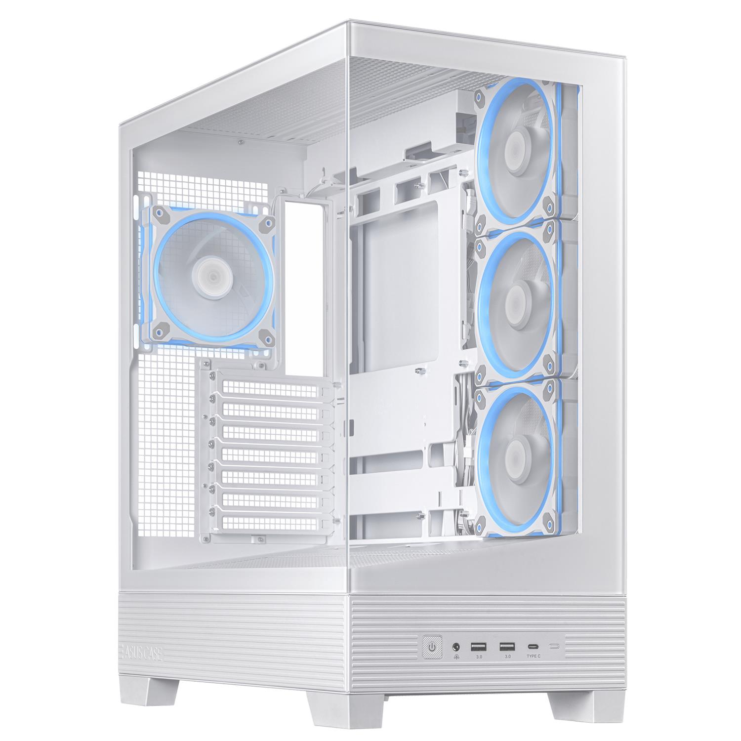 Zweites Bild vonASUS A31 Plus TG ARGB WHITE, Midi Tower, PC, Weiß, ATX, micro ATX, Mini-ITX, Multi, 16,5 cm