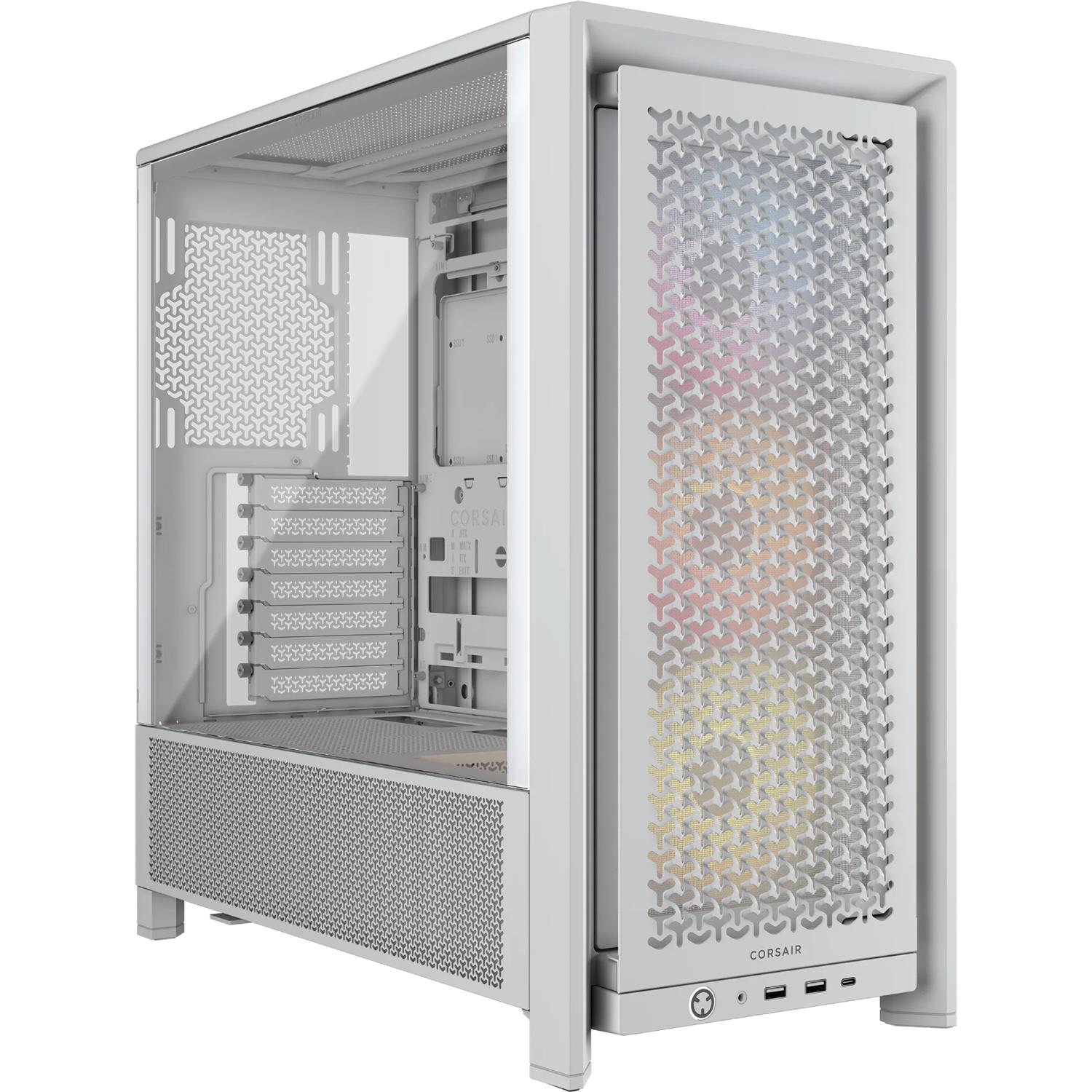 Corsair FRAME 4000D RS ARGB, Midi Tower, PC, Weiß, ATX, EATX, micro ATX, Mini-ITX, Kunststoff, Stahl, Gehärtetes Glas, Gaming