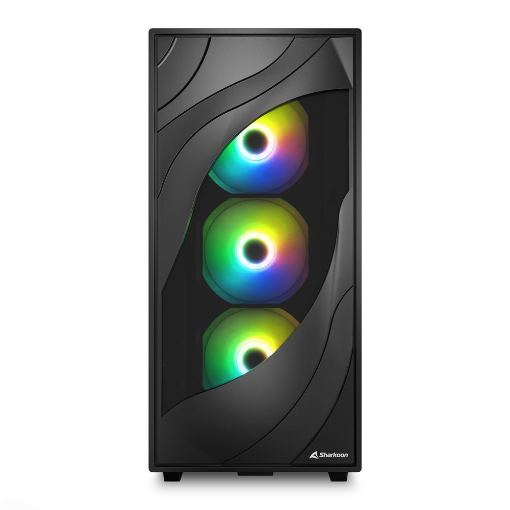 Zweites Bild vonSharkoon REBEL C80G RGB, Midi Tower, PC, Schwarz, ATX, micro ATX, Mini-ITX, Metall, Gehärtetes Glas, Gaming