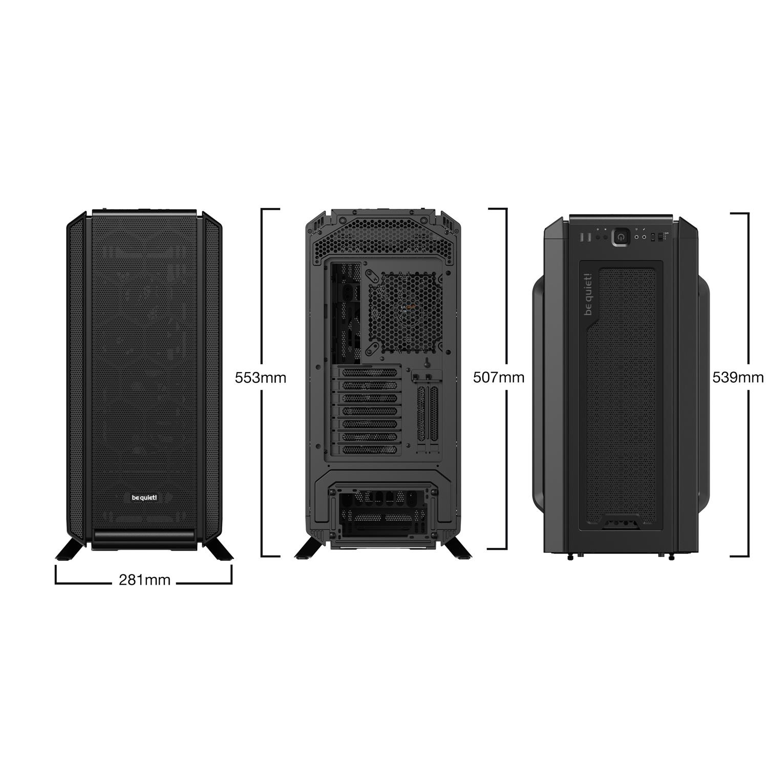 Zweites Bild vonBe Quiet! Silent Base 802 Black, Midi Tower, PC, Schwarz, ATX, EATX, micro ATX, Mini-ITX, Acrylnitril-Butadien-Styrol (ABS), Stahl, 18,5 cm