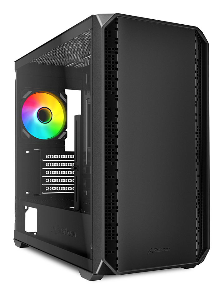 Sharkoon MK2 RGB, Micro Tower, PC, Schwarz, micro ATX, Mini-ITX, Multi, Taschenlüfter