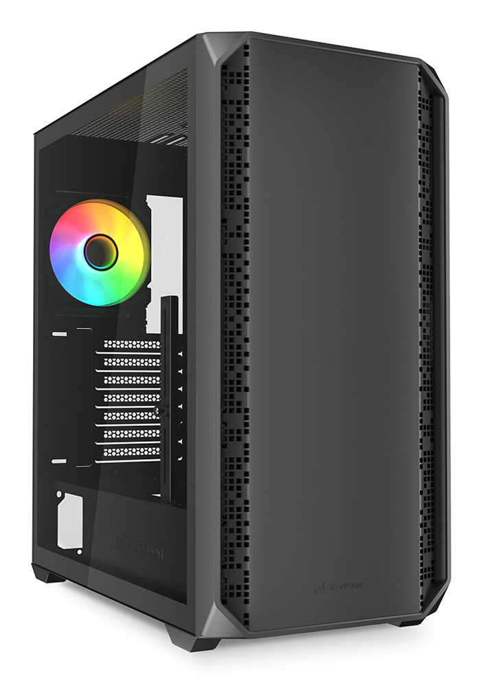 Sharkoon AK2 RGB, Midi Tower, PC, Schwarz, ATX, micro ATX, Mini-ITX, Multi, Taschenlüfter
