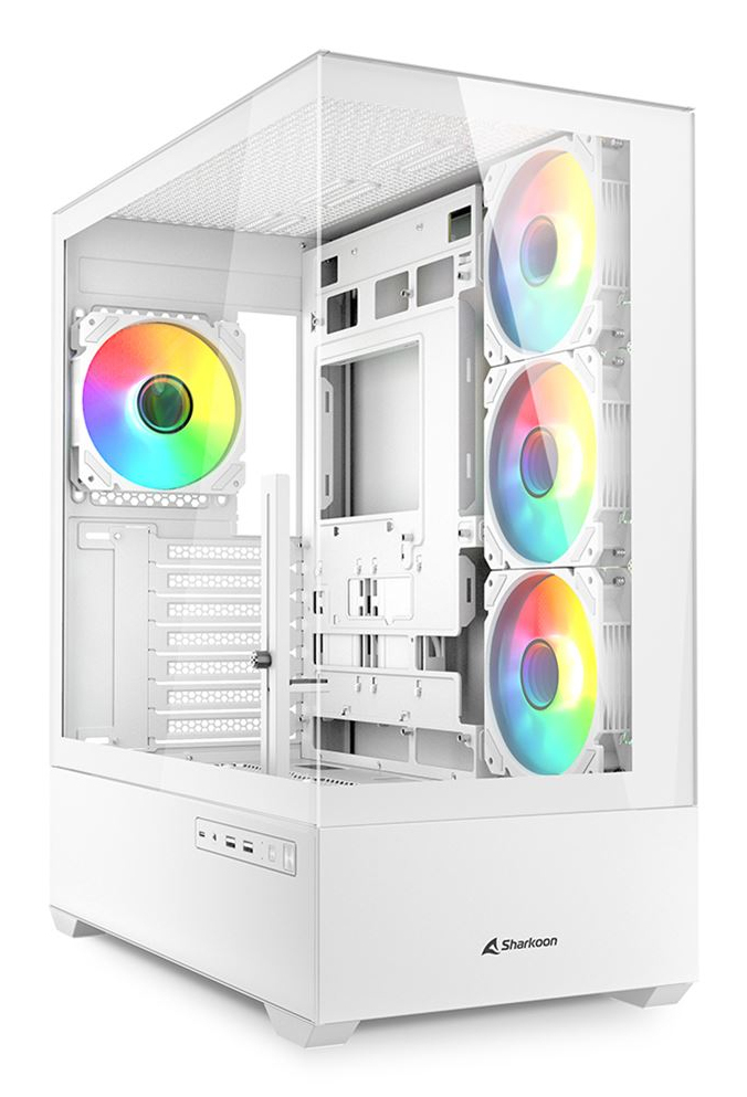 Sharkoon AK6 RGB, PC, Weiß, ATX, micro ATX, Mini-ATX, Gehärtetes Glas, Multi, 17 cm