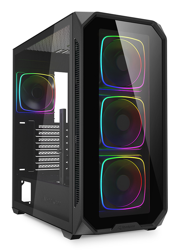 Sharkoon AK5G RGB, Midi Tower, PC, Schwarz, ATX, micro ATX, Mini-ITX, Multi, Taschenlüfter