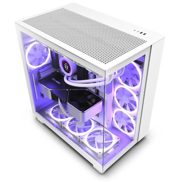 NZXT H9 Flow, Midi Tower, PC, Weiß, ATX, micro ATX, Mini-ITX, Stahl, Gehärtetes Glas, 16,5 cm