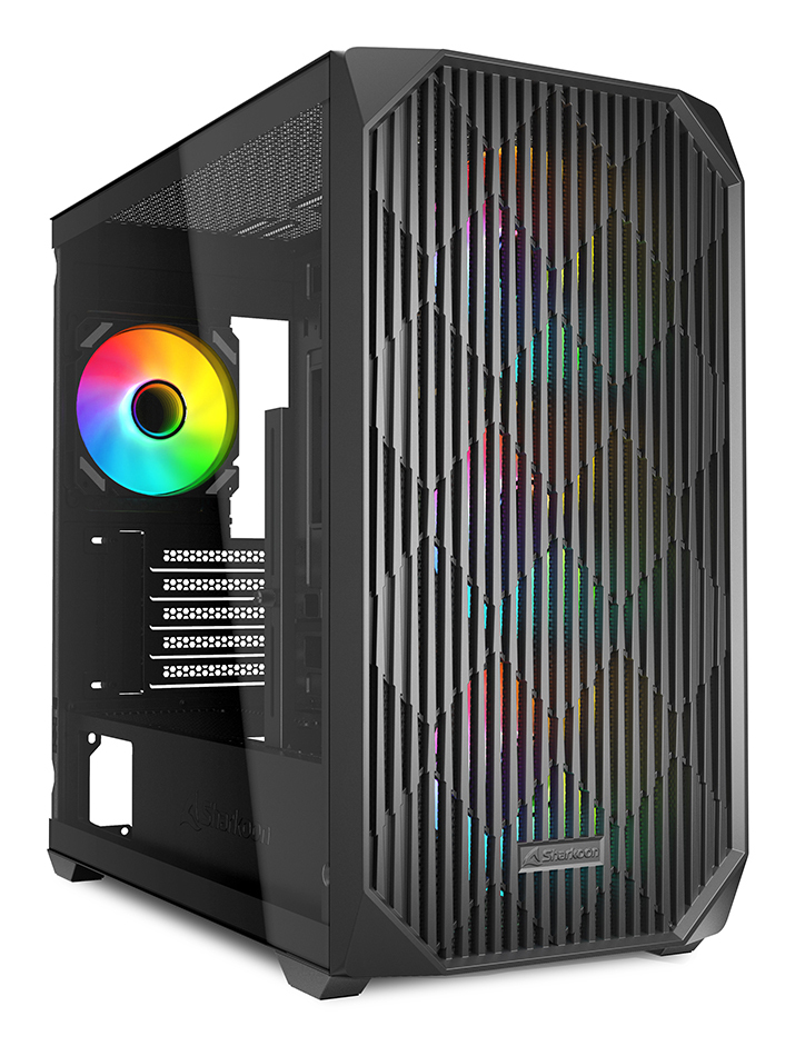 Sharkoon MK3 RGB, Micro Tower, PC, Schwarz, micro ATX, Mini-ITX, Multi, Taschenlüfter