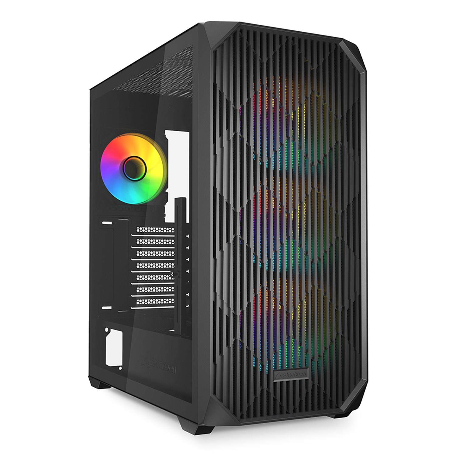 Sharkoon AK3 RGB, Midi Tower, PC, Schwarz, ATX, micro ATX, Mini-ITX, Multi, Taschenlüfter