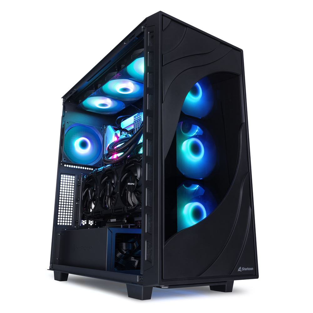 Zweites Bild vonSharkoon REBEL C80M RGB, Midi Tower, PC, Schwarz, ATX, micro ATX, Mini-ITX, Metall, Gaming