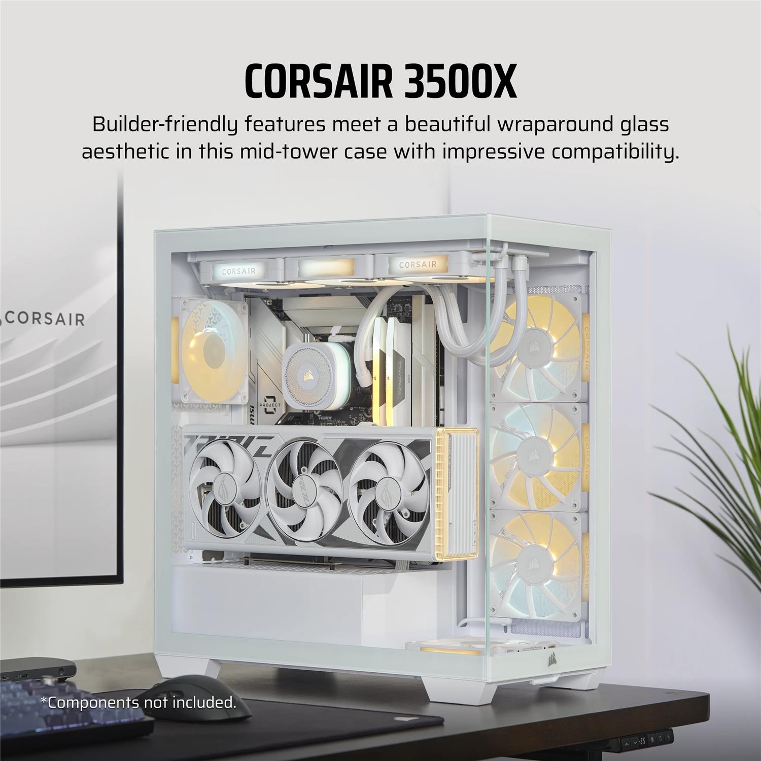 Zweites Bild vonCorsair 3500X, Midi Tower, PC, Weiß, EATX, Gaming, 17 cm