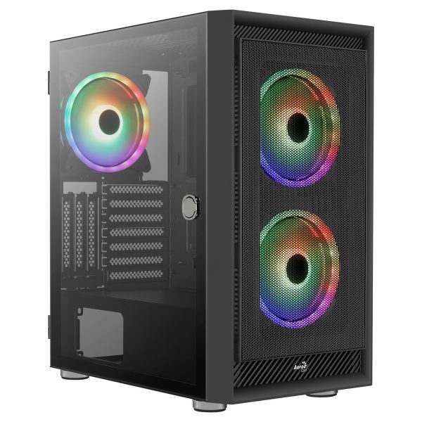 Zweites Bild vonAEROCOOL ADVANCED TECHNOLOGIES Aerocool Graphite V3, Midi Tower, PC, Schwarz, ATX, micro ATX, Mini-ITX, ABS, SPCC, Stahl, Blau, Grün, Rot