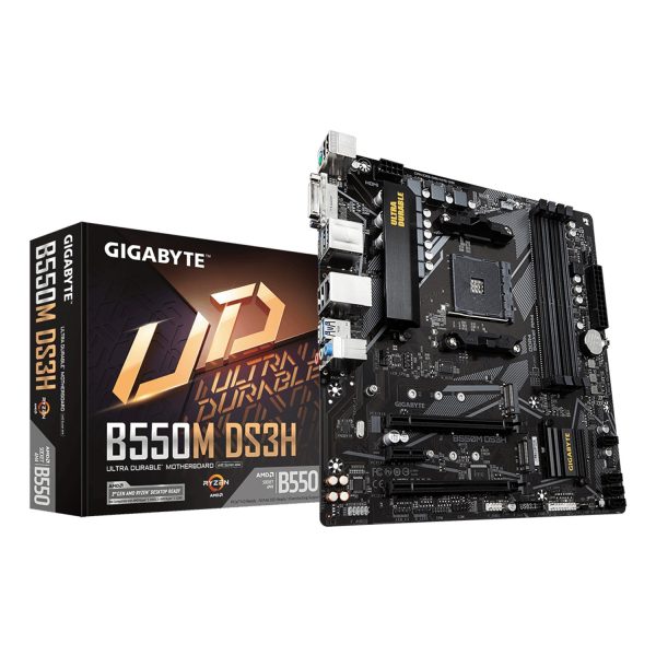 Gigabyte B550M DS3H Mainboard – AMD Ryzen 5000 CPUs, 5+3 Phasen VRM, bis zu 4733 MHz DDR4, 1xPCIe 4.0 + 1xPCIe 3.0 M.2, 1GbE LAN, USB 3.2 Gen 1, AMD, Sockel AM4, AMD Ryzen 3000 Series, AMD Ryzen 4000 Series, AMD Ryzen 5000 Series, Sockel AM4, DDR4-SDRAM,