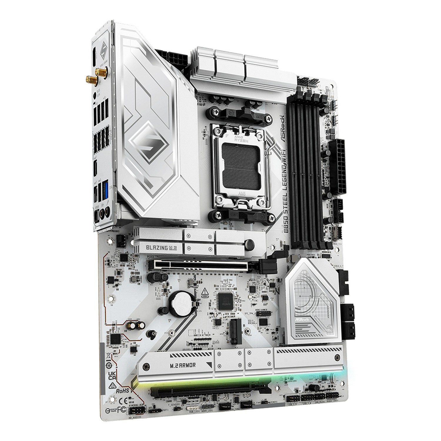 Zweites Bild vonASRock B850 Steel Legend WiFi, AMD, Sockel AM5, AMD Ryzen 7000 Series, AMD Ryzen 8000 Series, AMD Ryzen 9000 Series, Sockel AM5, DDR5-SDRAM, 256 GB