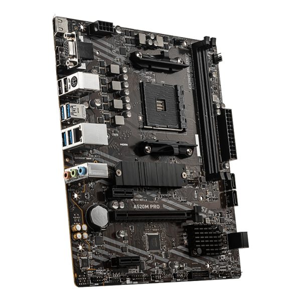 Zweites Bild vonMSI A520M PRO, AMD, Sockel AM4, AMD Ryzen 3000 Series, DDR4-SDRAM, 64 GB, DIMM