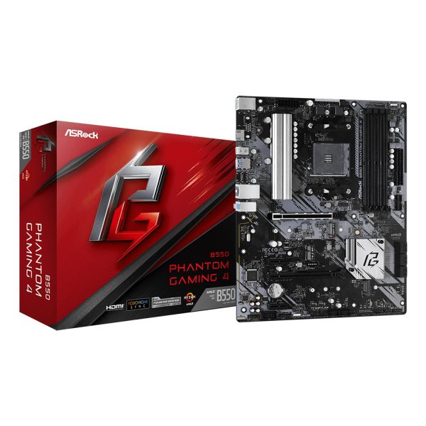 ASRock B550 Phantom Gaming 4, AMD, Sockel AM4, AMD Ryzen 3000 Series, DDR4-SDRAM, 128 GB, DIMM