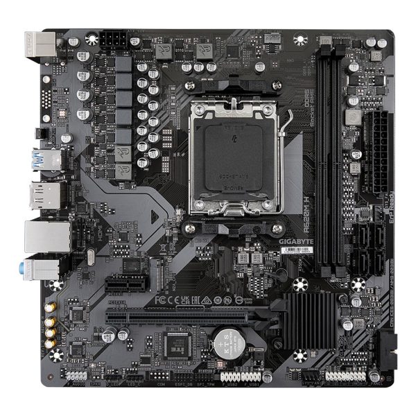 Zweites Bild vonGigabyte A620M H Motherboard - Unterstützt AMD Ryzen 8000 CPUs, 5+2+2 Phasen Digital VRM, bis zu 7200MHz DDR5 (OC), 1xPCIe 4.0 M.2, GbE LAN, USB 3.2 Gen 1, AMD, Sockel AM5, AMD Ryzen 7000 Series, Sockel AM5, 96 GB, DDR5-SDRAM